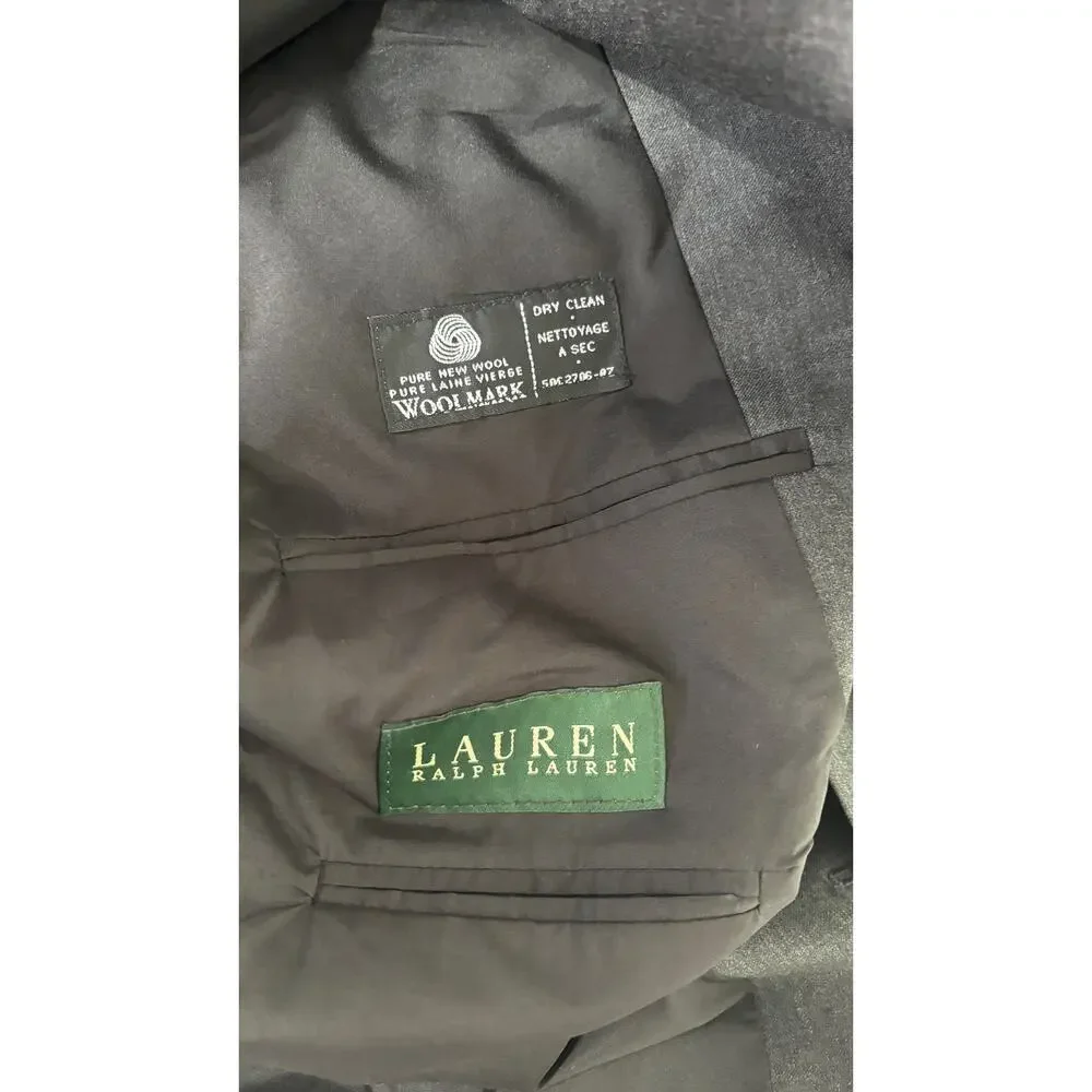 Lauren Ralph Lauren Wool Blazer Sports Coat Mens Size 40R Grey Two Button